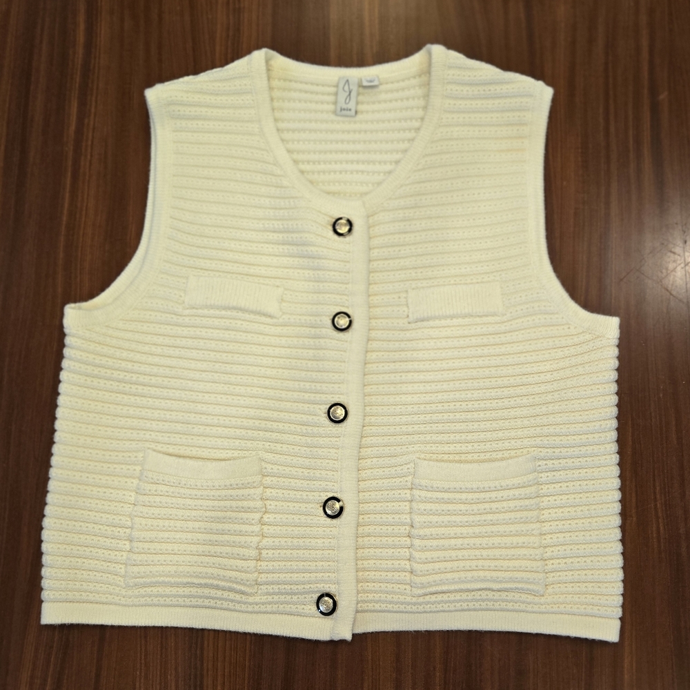 Joie Cream Sweater Vest with Buttons XL